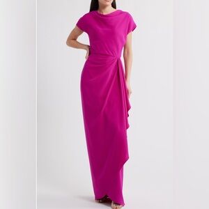 Amsale Elegant Pink Draped Women's Dress